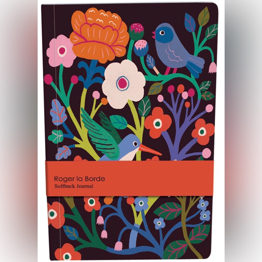 Roger la Borde A5 Notebook, Colorful Bird Floral Design 128 Lined&Unlined Pages